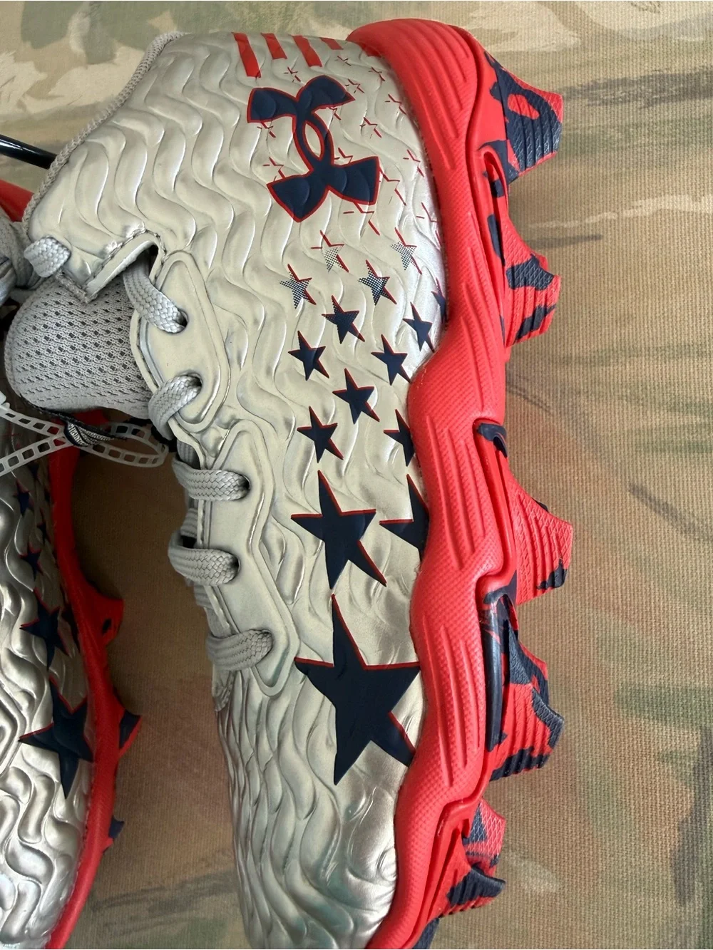 Under Armour Hammer USA Football Cleats Youth Size 13К Multi Lace Up 3028226-099